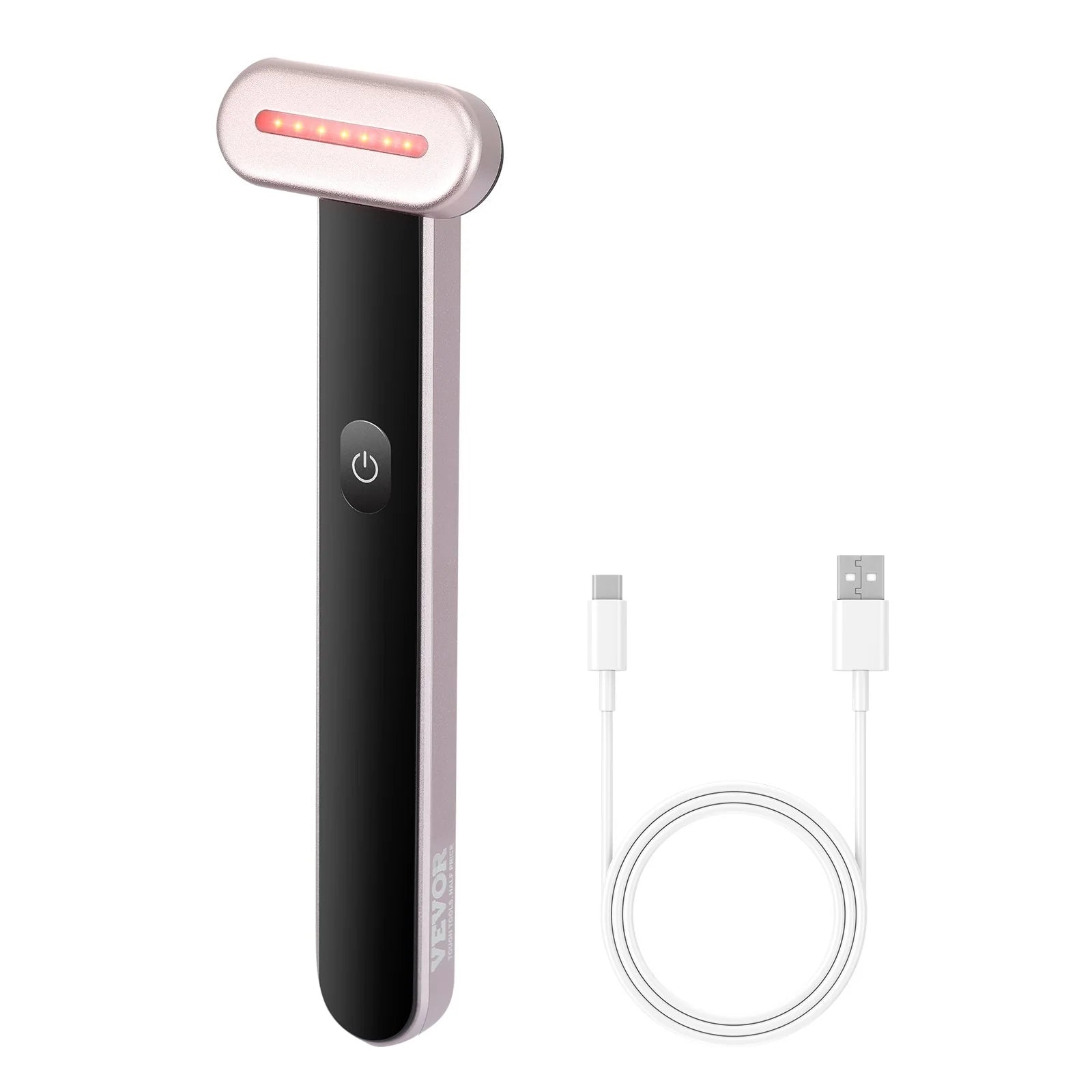 VEVOR Red Light Therapy Wand for Face and Neck, 3-In-1 LED Facial Wand Red Light Therapy Device with Heating Therapy| Vibrating Facial Massage, Portable LED Beauty Wand