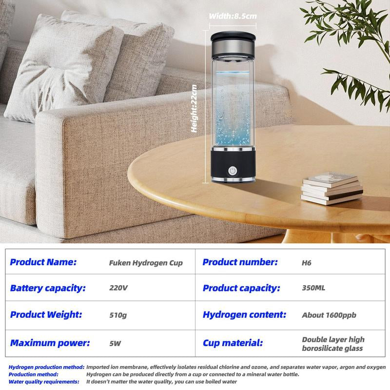 Hydrogen Water Bottle, 1 Count Hydrogen Water Generator, Water Glass Cup Rich in Hydrogen, Drinkware Mug for Home School Outdoor Travel, Boyfriend Gifts, Gifts for Girlfriend, Travel Essentials