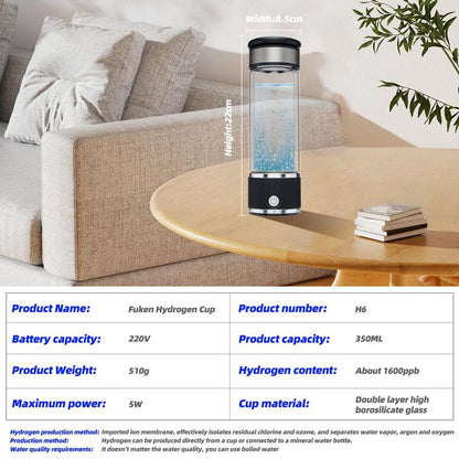 Hydrogen Water Bottle, 1 Count Hydrogen Water Generator, Water Glass Cup Rich in Hydrogen, Drinkware Mug for Home School Outdoor Travel, Boyfriend Gifts, Gifts for Girlfriend, Travel Essentials