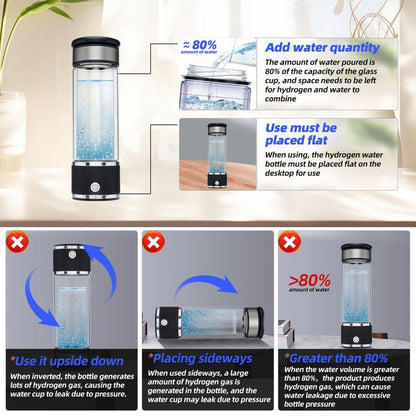 Hydrogen Water Bottle, 1 Count Hydrogen Water Generator, Water Glass Cup Rich in Hydrogen, Drinkware Mug for Home School Outdoor Travel, Boyfriend Gifts, Gifts for Girlfriend, Travel Essentials