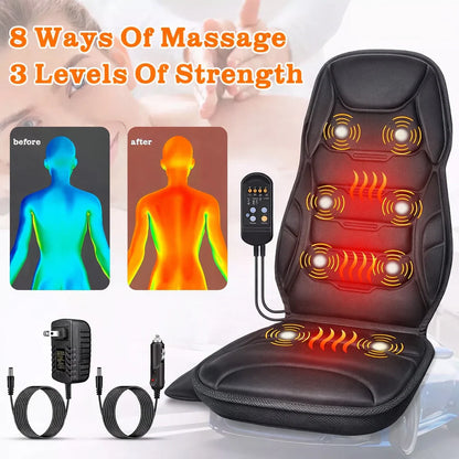 Massage Seat Cushion with Heated Back Neck Body Massager Chair for Home Office